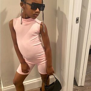 “Keep it Cute” Pink Sleeveless Child-ish Clothing One piece Zipper Romper.